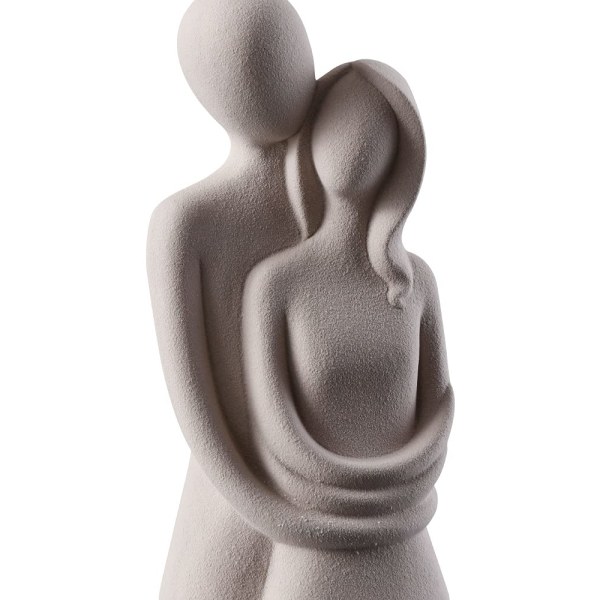Kärleksstaty Kramar par Keramik Dekor Romantisk prydnad Statyett Gåva Meningsfull skulptur för sovrum Hemmakontor Hylla Skrivbordsdekoration (grå)