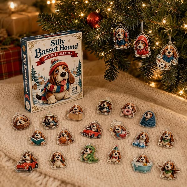 Basset Hound Julekalender 2026, 24-dagers nedtelling blind boks