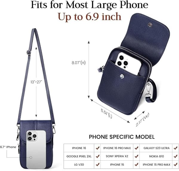 1 stk. Crossbody-tasker i ægte læder til kvinder, lille, mørkeblå dark blue
