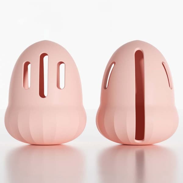 Silikonhållare för sminksvamp 2-pack kompatibel med resevänligt fodral med elastisk öppning och andningsbar design rosa Pink