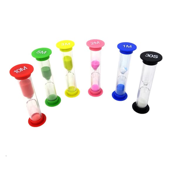 Timeglas 6 stk. Sand Timer Farverigt Plastik Sandglas Timeglas Sand Ur Timer til Børns Tidsstyringsspil og Højintensitetsintervaltræning