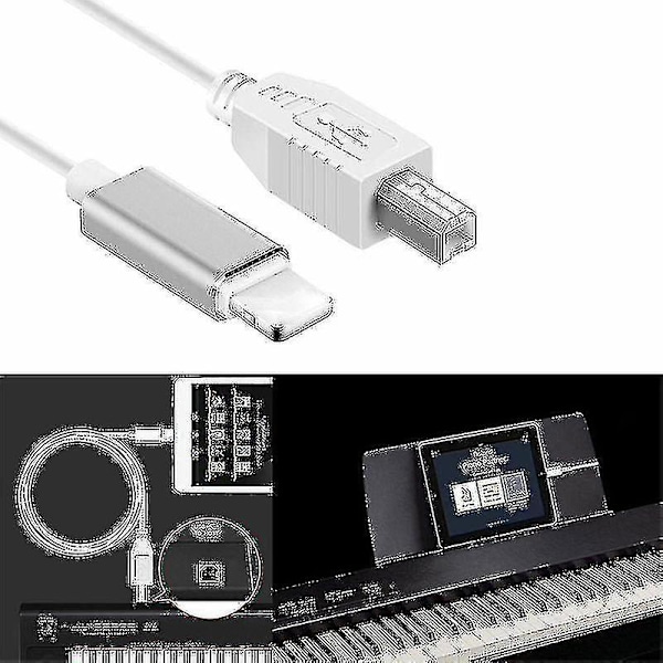 Lightning-liitäntä Type-b MIDI-näppäimistömuuntimeen USB 2.0 -kaapeli iPhone 7 8 X iPadille
