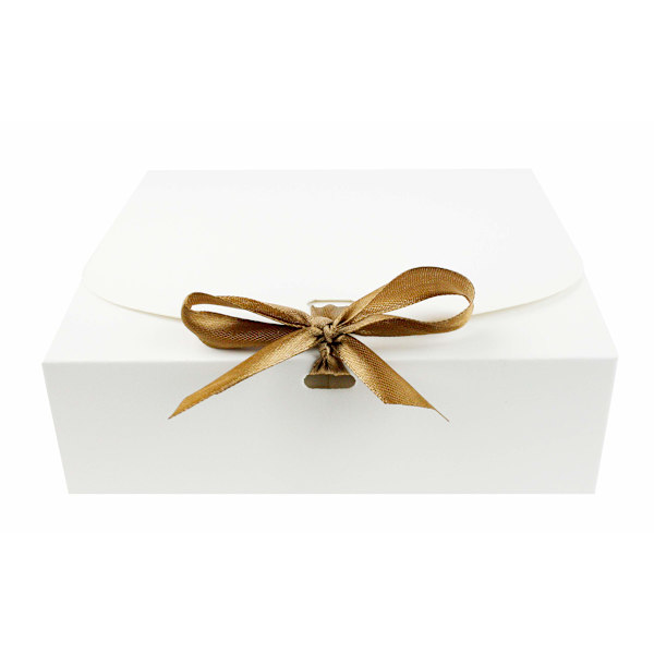 12-pack fyrkantiga presentförpackningar, 16,5 cm x 16,5 cm x 5 cm, enkel montering, vit låda med rosettband white