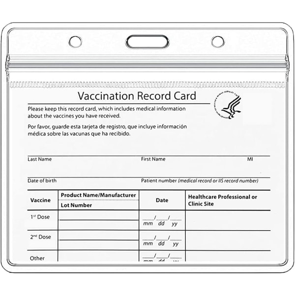 4,3" x 3,5" CDC-rokotuskorttisuoja, 5 pakkauksen rokotusrekisterirokotekorttipidike, muovinen kirkas henkilökorttipidike Nimilappuja merkkipidikkeet