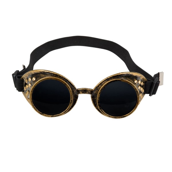 Steampunk-briller, mørke linser, justerbar størrelse, karneval, Halloween