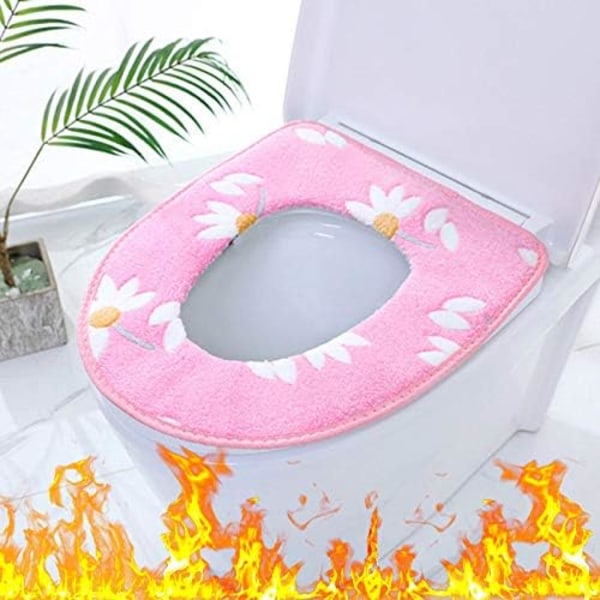 Universalt blomstret toalettsetetrekk, gjør toalettet ditt varmt og behagelig, varmt toalettsetetrekk (blå+rosa+brun)