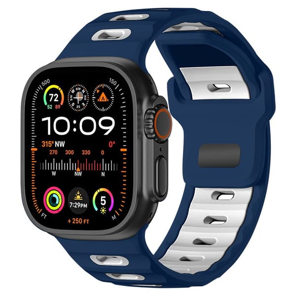 Stilig silikonrem til Apple Watch 42/44/45/46/49mm Blue + White
