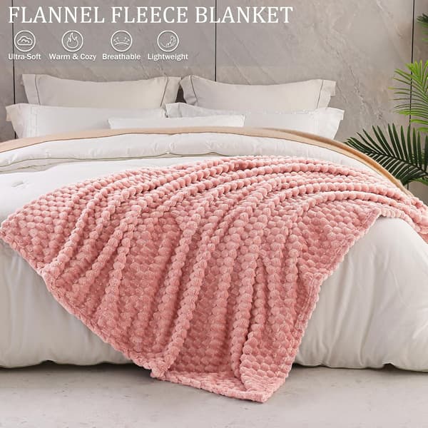 1 stk. stort 3D fleecetæppe til sofa, 127x178 cm, superblødt letvægts plys tæppe til voksne, pink. pink