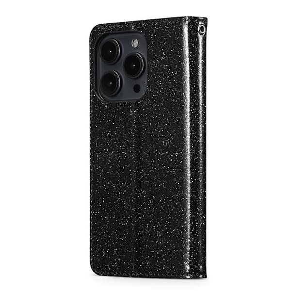 Glitter Powder Love -nahkainen puhelinkotelo iPhone 15 Pro Maxille