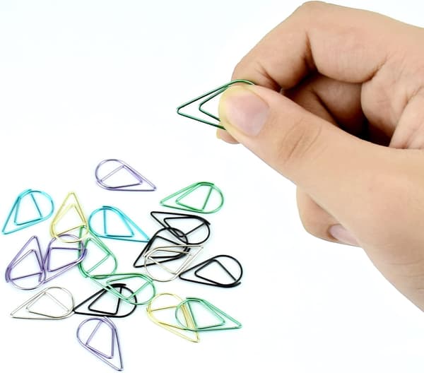 50 stk. små svarte binders, dråpeformede binders bokmerker (blå, 2,5*1,5 cm) blue