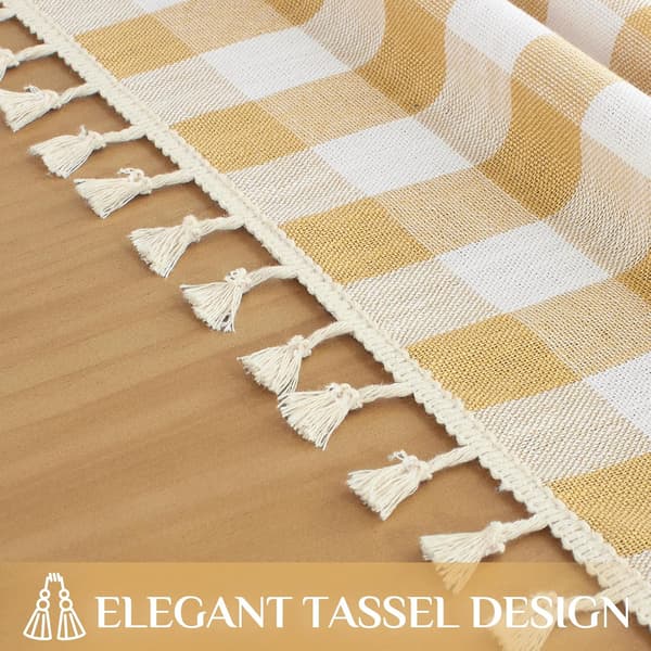 1 stk Gingham duk gul utendørs duk rektangulær 140x200 cm tørkbar bomull dusk Boho duker vannavstøtende, 55x78 tommer yellow