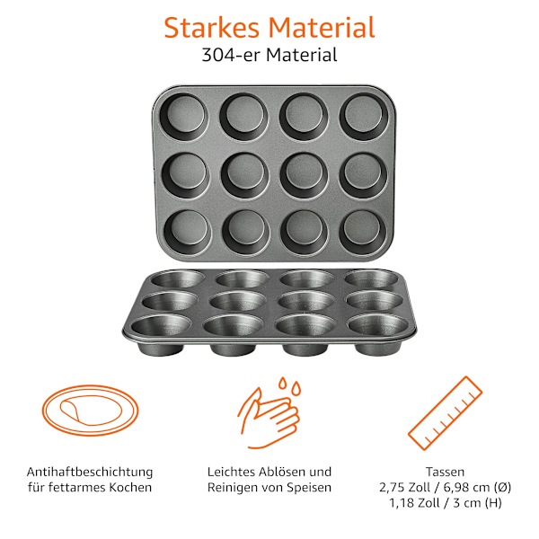 Pakkaus tarttumattomia hiiliteräsmuffinssivuokia