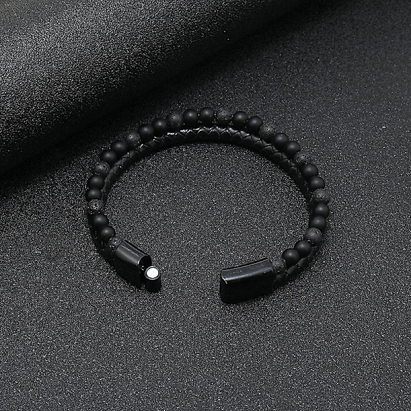 Natursten Armbånd i Vulkanen Alloy til Mænd Ægte Koelæder Flettet Magnetisk Spænde Armbånd Gave til Par