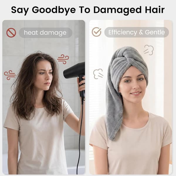 1 stk. hårturban, grå, hurtigtørrende hårturban til vådt hår, hårturban med knap 1pcs gray