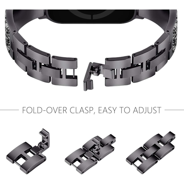Yhteensopiva Apple Watch -rannekkeen kanssa 42mm 44mm 45mm, naisten kimalteleva rannekoru korvaava ranneke iwatch-sarjalle black 42/44/45MM