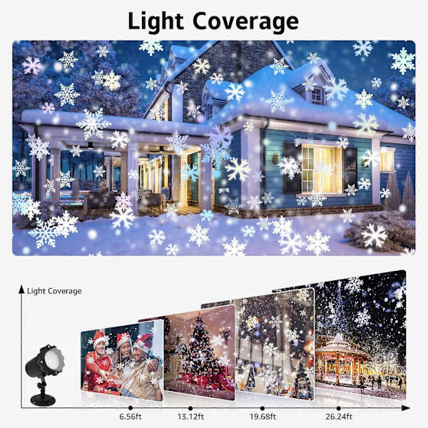 Snöflingsprojektorlampor Juldekorationer IP65 Vattentät LED Snöflingsprojektorlampor för inomhus och utomhus