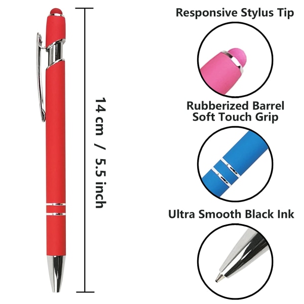 12 ST Capactive Touch Screen Kulspetspenna med Stylus Soft Touch 2 i 1 Stylus Kulspetspenna (4 färger - 12 pennor)
