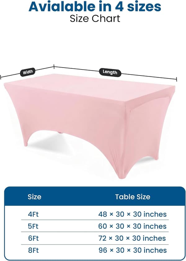 1 stk. Spandex duk [183 cm, rosa] Stram, tilpasset, vaskbar og rynkebestandig elastisk rektangulær utebordduk, 183Lx76Bx76H cm pink
