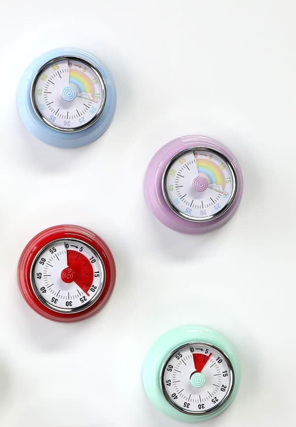 Magnetisk metaltimer, manuel optræk, intet batteri påkrævet, tidsvisualisering, tidsstyringsværktøj til køkken, arbejde, studie, træning