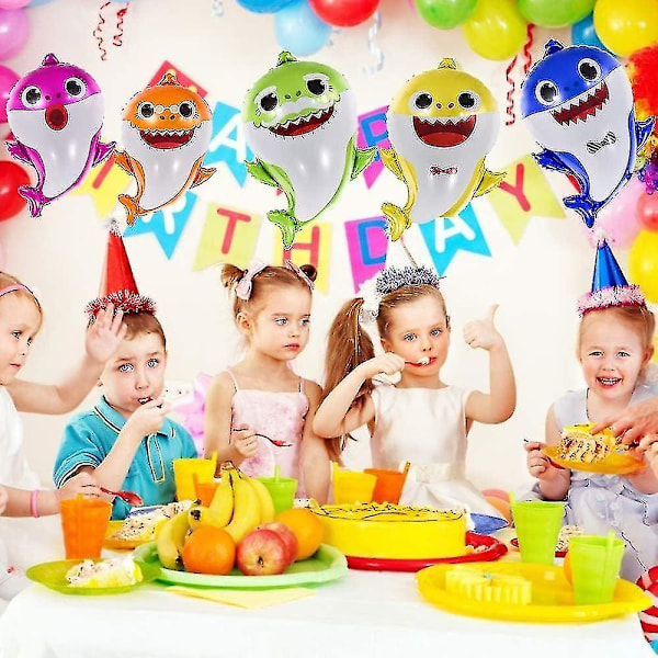 Baby Shark Ballonger 25 Tommer, 5stk Haier Familieballonger Til Bursdagspynt, Baby Cute Shark Tema Til Baby Shower