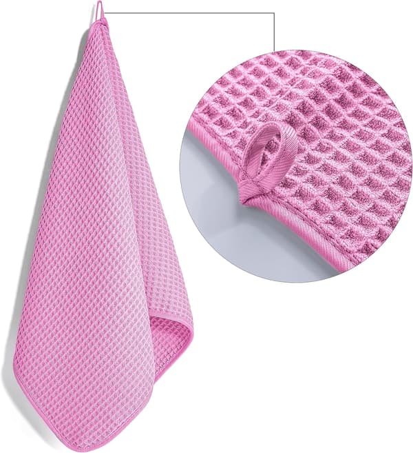 Mikrofiber fnugfri håndklæde, 40 x 70 cm, 4-pak (vaffelvævet) pink