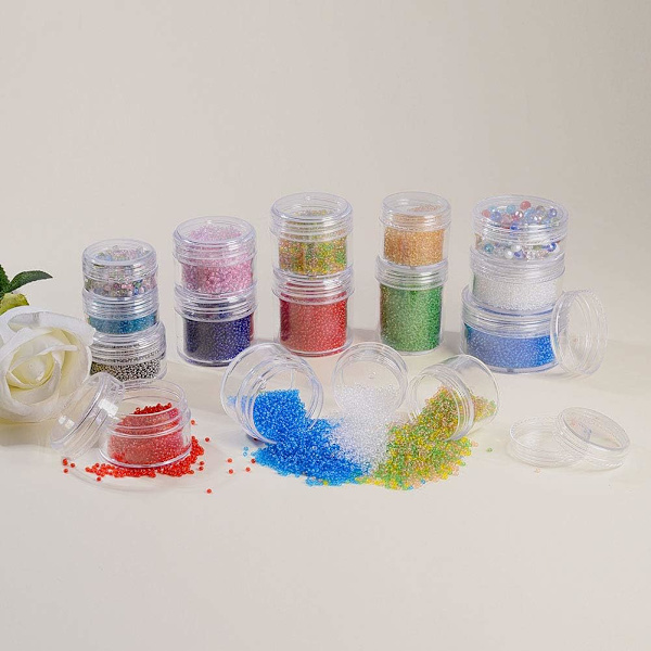 3,8*3,1 cm (20 ml) tom behållare i klar plast med rund skruvlock