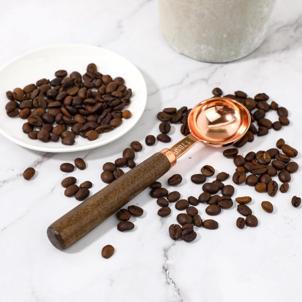 6,7 tommers 1 spiseskje kaffeskje for malt kaffe Tre lang håndtak kaffebønneskje teskje måleskje, 1 ss