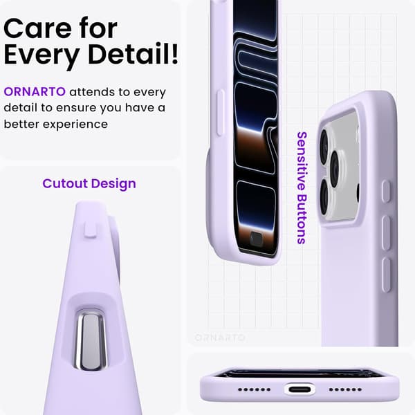 1 stk., kompatibel med iPhone 17 Pro Max etui, lilla, 6,9\", stødsikker beskyttelse, kamerabeskyttelse purple