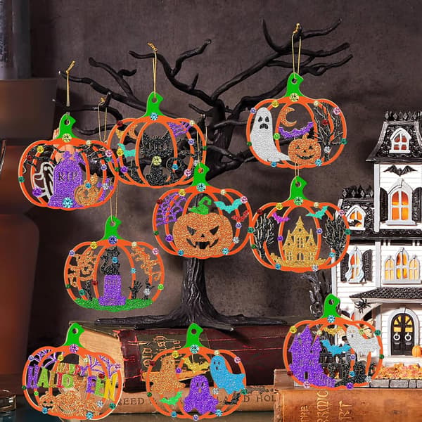 36-dele Børns Halloween Græskar Håndværkssæt – DIY Trægræskarpynt til Klasseværelsesaktiviteter og Kunstprojekter