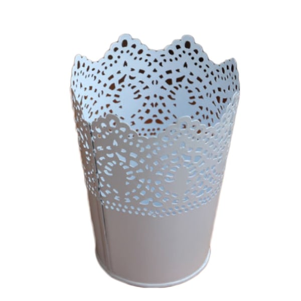 Plastic hule blomstervase Børste opbevaring Pen Blyant Pot Container Skrivebord Organizer Dekorativ hjemme vase (hvid)