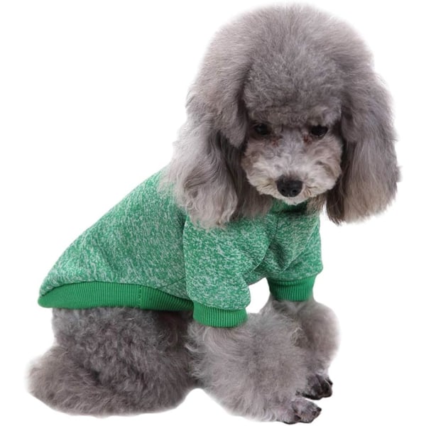 Hundetøj til kæledyr Strik Hundesweater Blød fortykkende Varm Hundeskjorte Vinter Hvalpetrøje til hunde (grøn, XS)