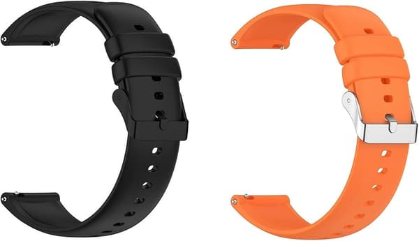 2 stk silikone urrem, blød og vandtæt med quick-release lås; dimensioner, 207mm x 22mm (Sort, orange) 22mm black,orange