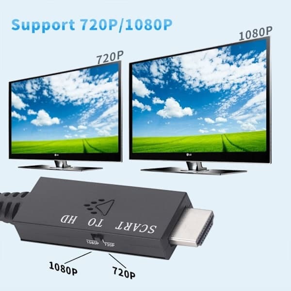 Scart til HDMI-konverter med støtte for 720p og 1080p