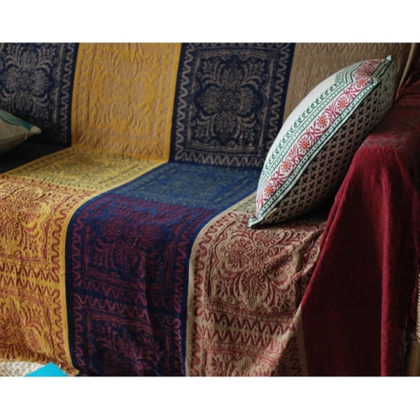 Chenille-pläd, jacquardvävd pläd med tofsar för soffa