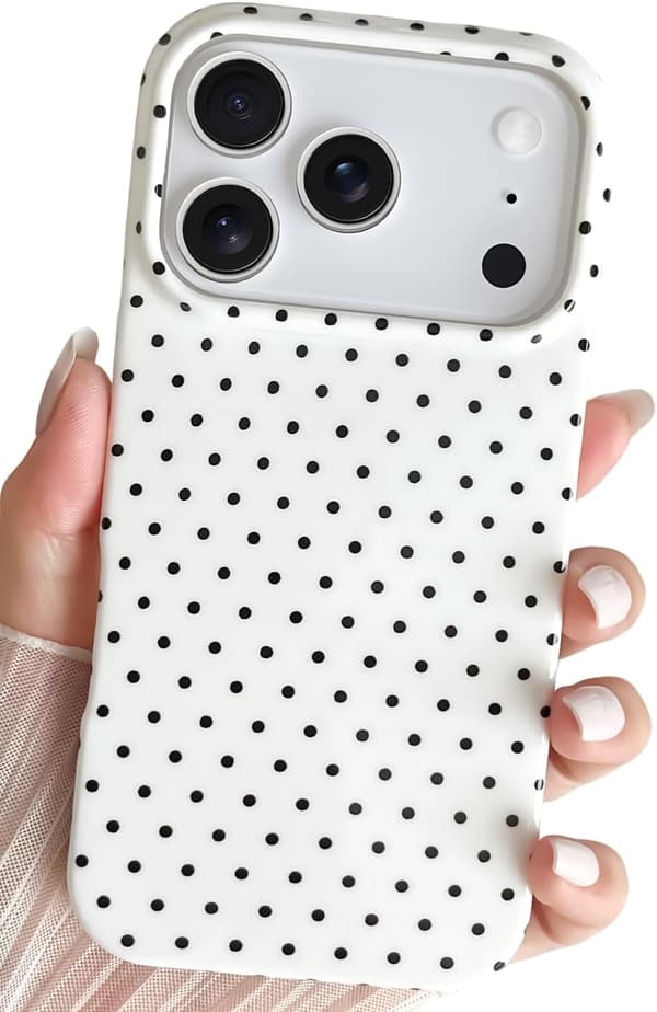 Til iPhone 17 Pro Max-deksel Søt Prikkete Telefon, Vakkert og Stilig, for Kvinner Jenter, Hvit white