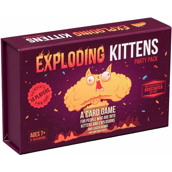 Exploding Kittens Party - Ett ryskt roulettekortspel, enkla familjevänliga festspel - Kortspel för vuxna, tonåringar och barn - 2-10 spelare
