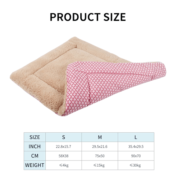 Koiranpetimatto, pestävä kissatyyny, pehmeä premium-plyysi (M (75 * 50CM), lyhyt plyysi, vaaleanpunainen) pink