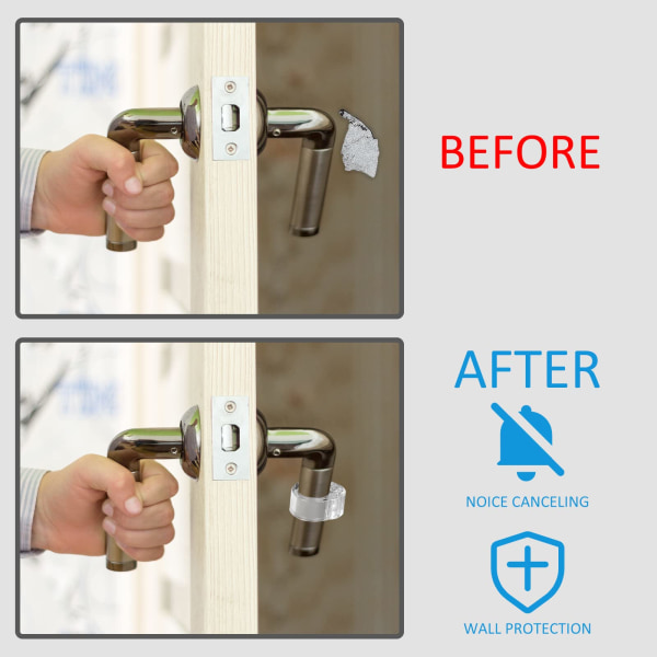 Sett med 6 dørstoppere, transparent dørhåndtaksbeskyttelse for beskyttelse av vegger og møbler, dørstoppere (O-formet)