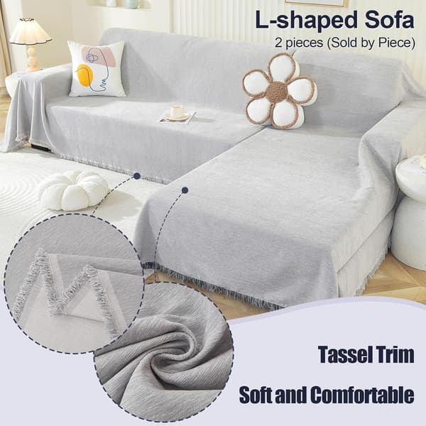 Sofatrekk 2-seter, vaskbart sofatrekk med dusk, mykt sofatrekk for hunder, pustende (lysegrå, 180x260cm, 1 stk) light gray