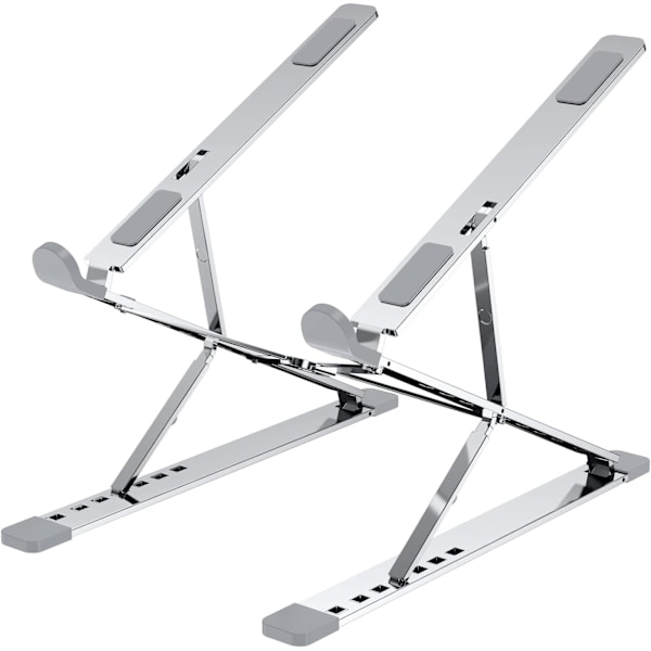 Bærbar computer stand til skrivebord, 9x7 niveauer justerbar, let og bærbar til rejser (sølv)
