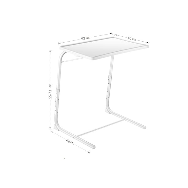 Bærbar justerbar sammenklappelig bord Stue TV Computer bord Multifunktionel med kopholder Sort/Hvid