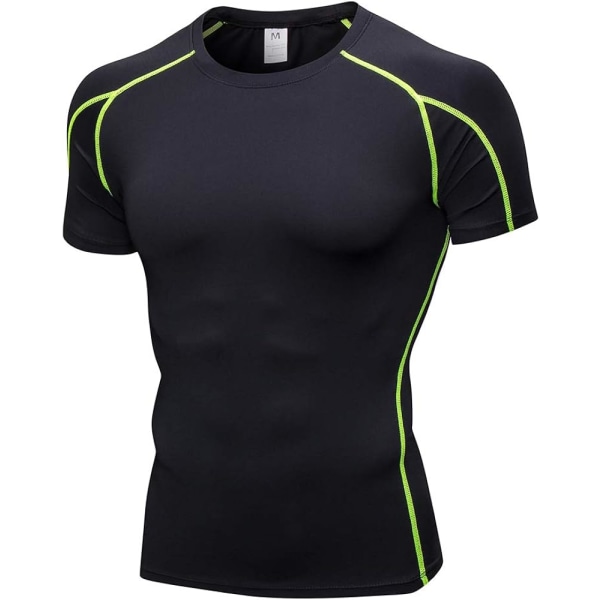 3-packs kompressionströja för män Athletic Under Base Layer Sport T-shirts (Medium, Svart / Röd / Grön)