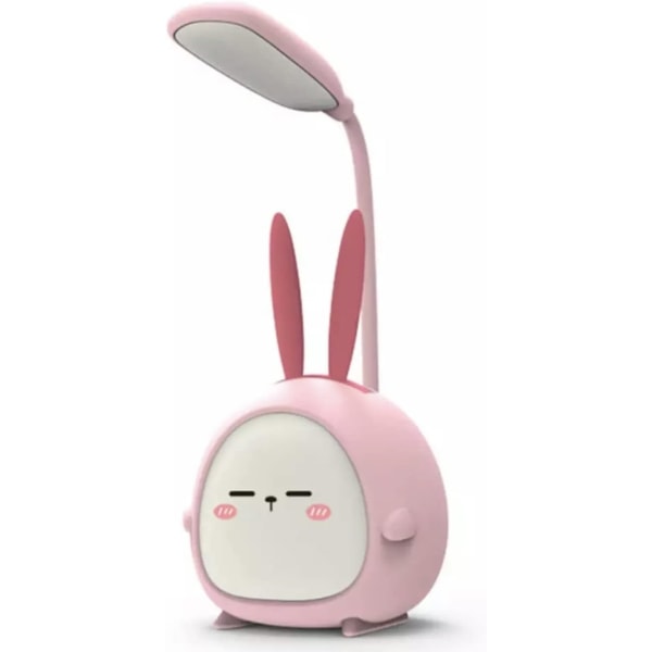Kannettava LED-pöytävalaisin yövalolla Söpö pupu, kokoontaitettava USB latauslukuvalo makuuhuoneen lapsille, yövalaisin (vaaleanpunainen kani)