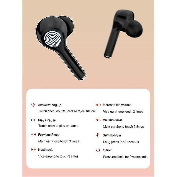 Langattomat kuulokkeet - Kosketusohjauskuulokkeet Tws Bluetooth 5.0 Kuulokkeet Kuulokkeet Musta