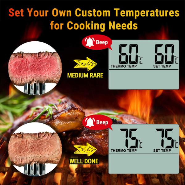 TP16 digital stektermometer termometer med timer för BBQ, grill, rökare