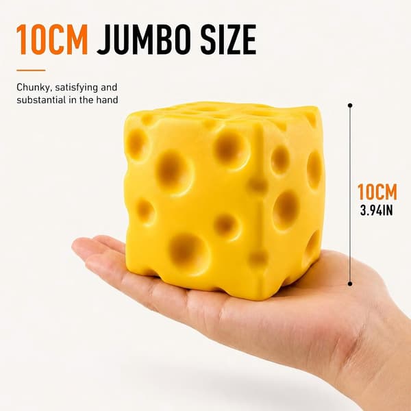 Juusto Squishy Fidget -lelu, 6 cm pehmolelu lapsille ja aikuisille (1 kpl, 10 cm) 10cm
