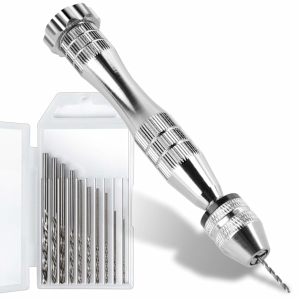 Pin Vise for Resin Casting Molds, Steel Hand Drill, Resin Drill with 10 PCS Drill Bit, Precision Hand Drill Tools for Epoxy Resin Arts Crafts, DIY