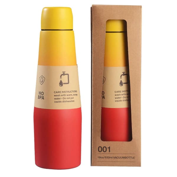 2026 NY Gradient 304 Rustfritt Stål Hoppekopp Lekkasjesikker Isolert Vannflaske 532ml (18 OZ). Rød Gul Red yellow gradient