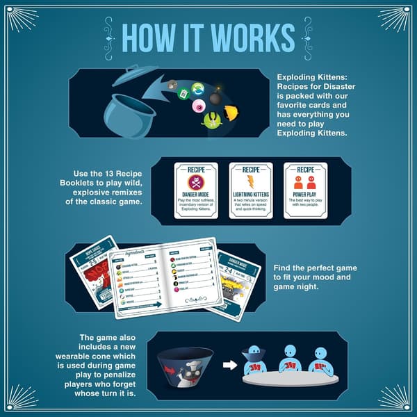 Exploding Kittens' Recipes for Disaster Exploding Kittens Deluxe Game Set - Kortspill for voksne, tenåringer og barn - Morsomme familiespill