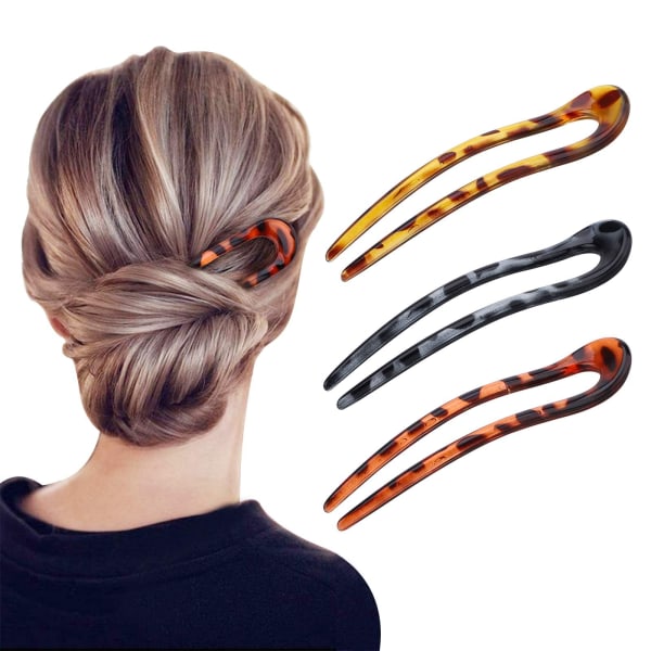 Pakke med 3 U-formede hårspænder til hårstylingtilbehør til kvinder